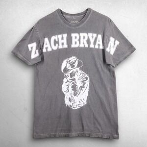 Zach Bryan Cowboy Portrait Graphic Tee T-Shirt Men M Gray Official Merch Western